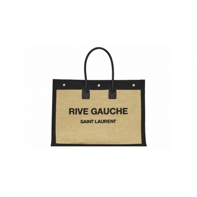 YSL RIVE GAUCHE EMROIDERED RAFFIA TOTE BAG 509415 (48*36*16cm)